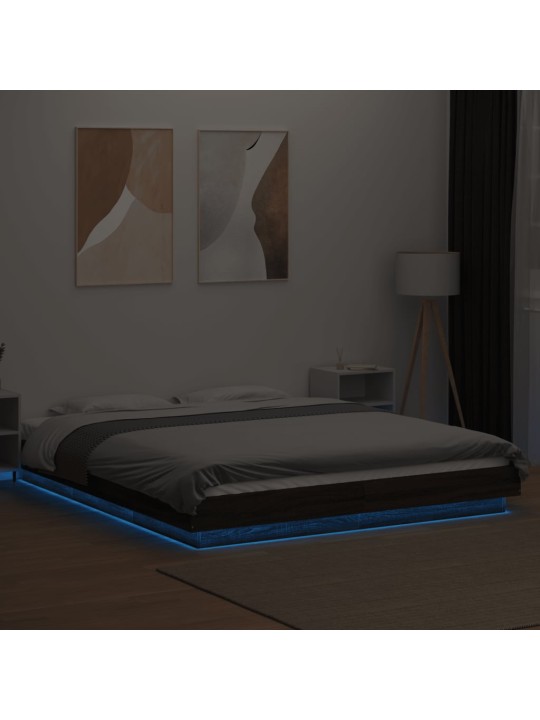 Rám postele s led osvětlením hnědý dub 150 x 200 cm kompozit