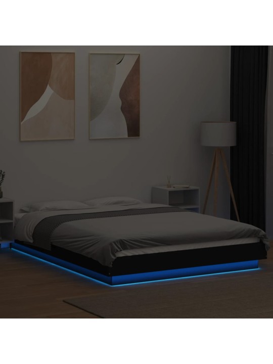 Rám postele s led osvětlením černý 120x200 cm kompozitní dřevo