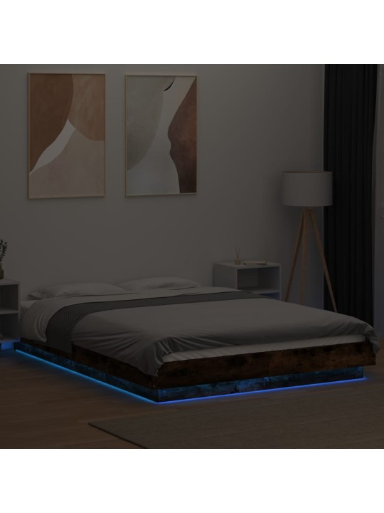 Rám postele s led osvětlením kouřový dub 120 x 200 cm kompozit