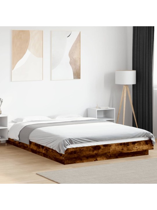 Rám postele s led osvětlením kouřový dub 120 x 200 cm kompozit