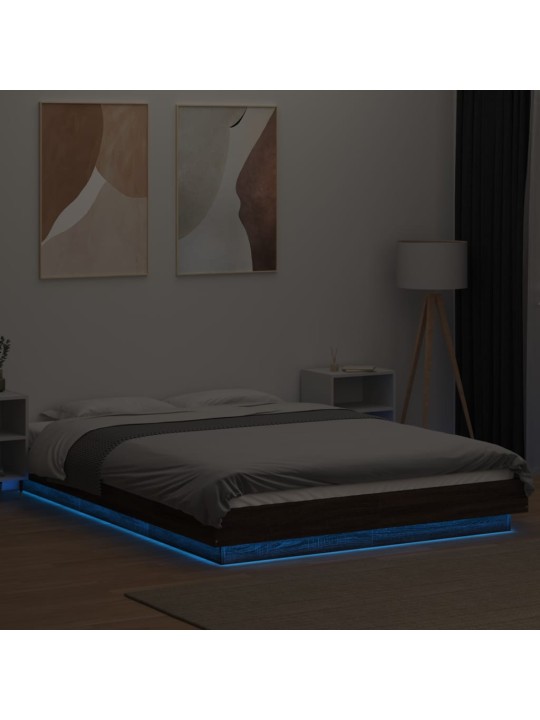 Rám postele s led osvětlením hnědý dub 120 x 200 cm kompozit