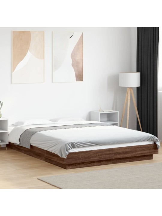 Rám postele s led osvětlením hnědý dub 120 x 200 cm kompozit