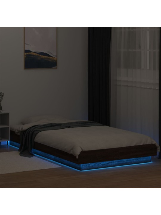 Rám postele s led osvětlením hnědý dub 100 x 200 cm kompozit