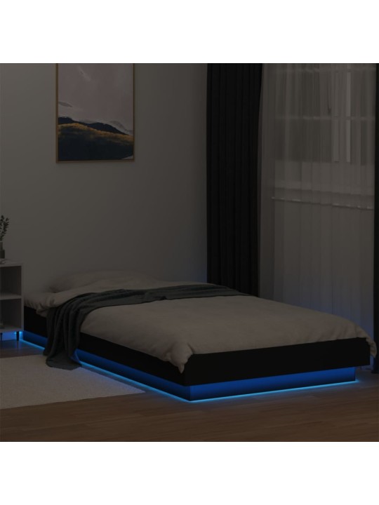 Rám postele s LED osvětlením černý 90 x 200 cm kompozitní dřevo