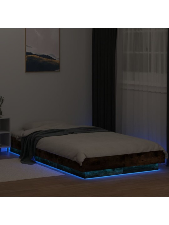 Rám postele s LED osvětlením kouřový dub 90 x 200 cm kompozit