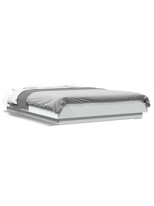 Rám postele s LED osvětlením bílý 140 x 190 cm kompozitní dřevo