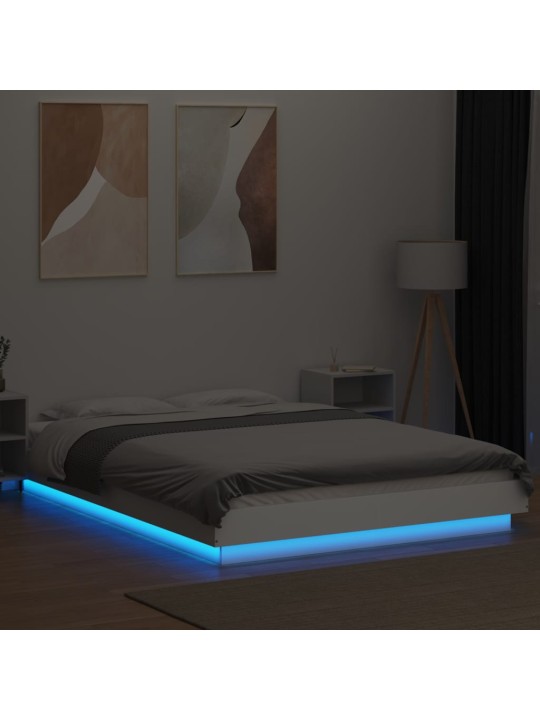 Rám postele s LED osvětlením bílý 140 x 190 cm kompozitní dřevo