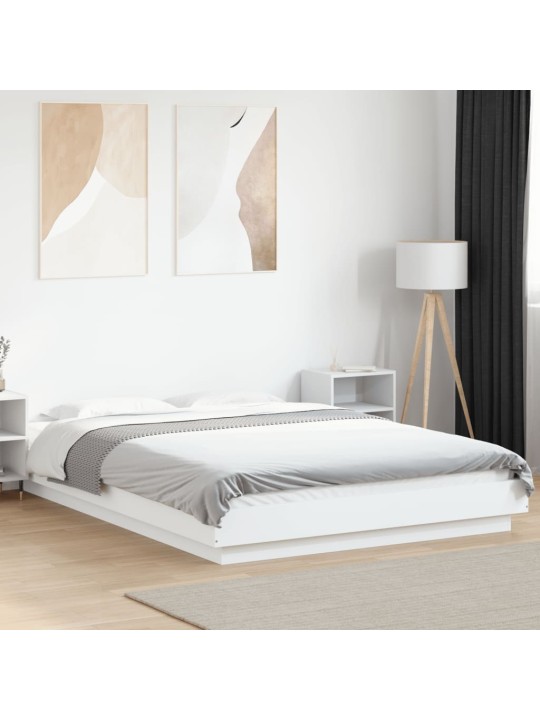 Rám postele s LED osvětlením bílý 140 x 190 cm kompozitní dřevo