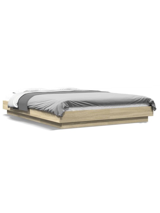 Rám postele s LED osvětlením dub sonoma 140 x 190 cm kompozit