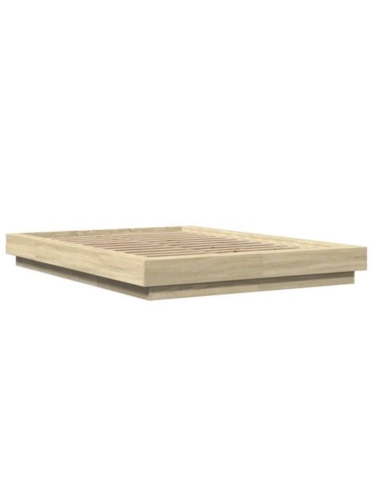 Rám postele s LED osvětlením dub sonoma 140 x 190 cm kompozit