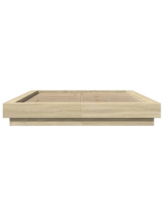 Rám postele s LED osvětlením dub sonoma 140 x 190 cm kompozit