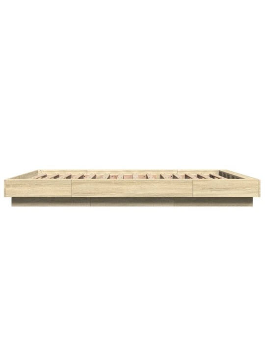 Rám postele s LED osvětlením dub sonoma 140 x 190 cm kompozit