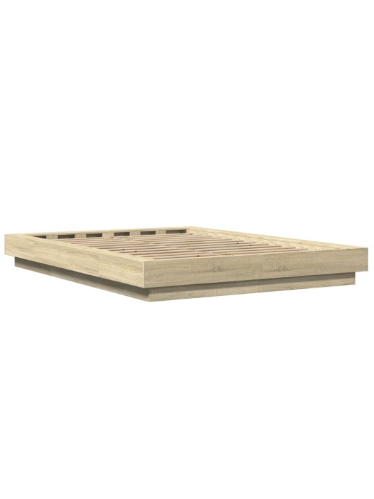 Rám postele s LED osvětlením dub sonoma 140 x 190 cm kompozit