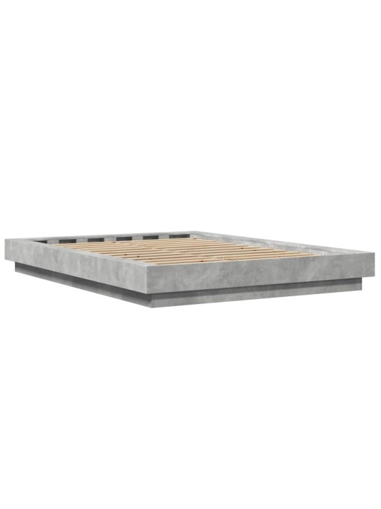 Rám postele s led osvětlením betonově šedý 140x190 cm kompozit