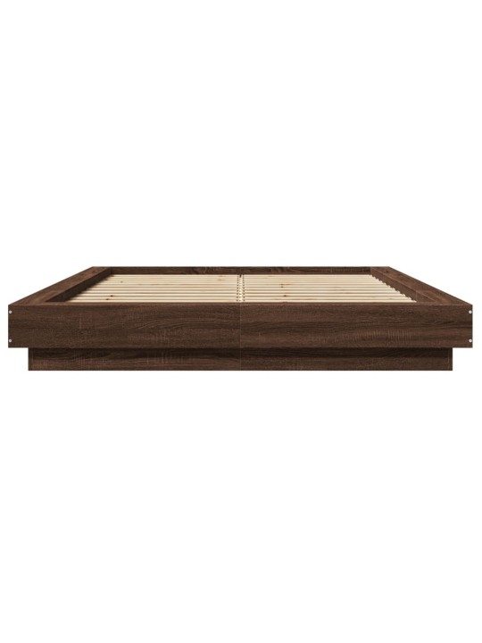 Rám postele s led osvětlením hnědý dub 140 x 190 cm kompozit
