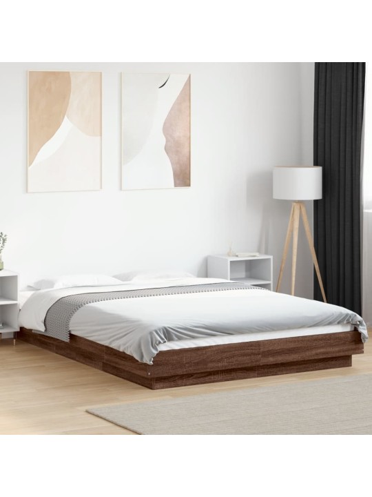 Rám postele s led osvětlením hnědý dub 140 x 190 cm kompozit