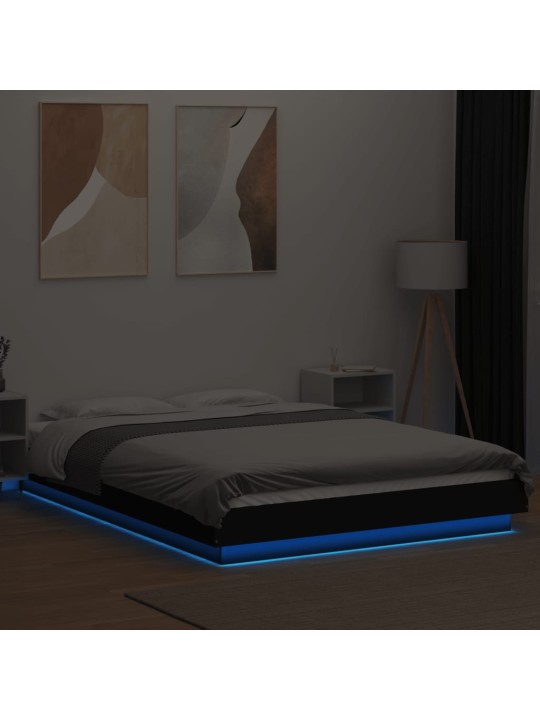 Rám postele s led osvětlením černý 135x190 cm kompozitní dřevo