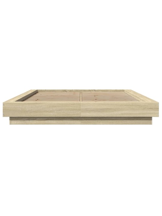 Rám postele s LED osvětlením dub sonoma 135 x 190 cm kompozit