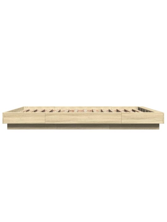 Rám postele s LED osvětlením dub sonoma 135 x 190 cm kompozit