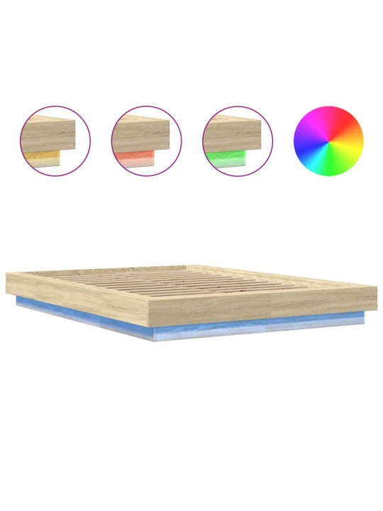 Rám postele s LED osvětlením dub sonoma 135 x 190 cm kompozit