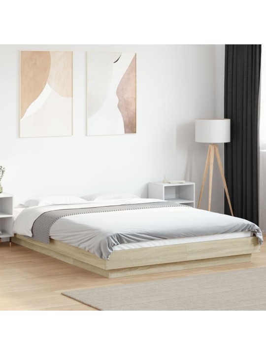 Rám postele s LED osvětlením dub sonoma 135 x 190 cm kompozit