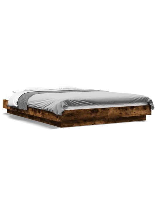 Rám postele s led osvětlením kouřový dub 135 x 190 cm kompozit