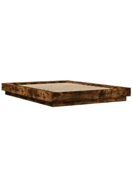 Rám postele s led osvětlením kouřový dub 135 x 190 cm kompozit