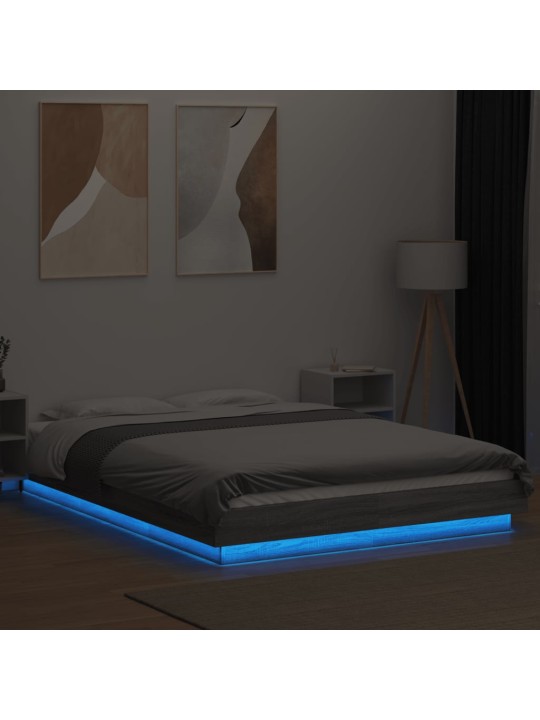 Rám postele s led osvětlením šedý sonoma 135 x 190 cm kompozit