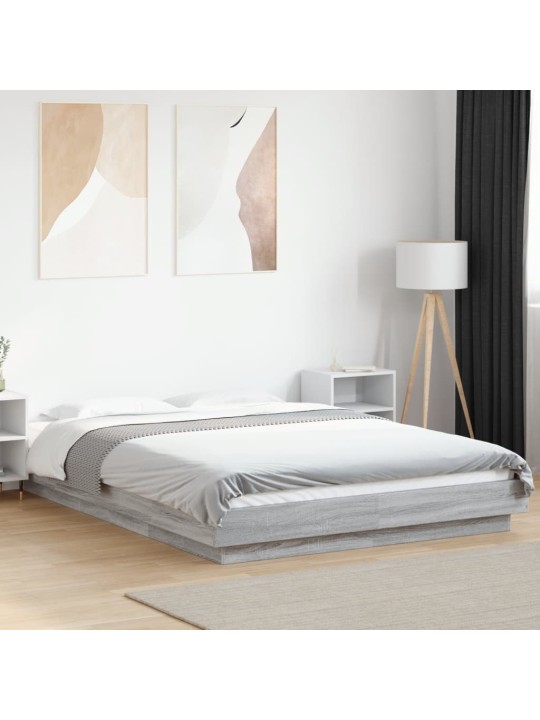 Rám postele s led osvětlením šedý sonoma 135 x 190 cm kompozit