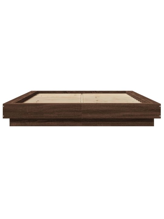 Rám postele s led osvětlením hnědý dub 135 x 190 cm kompozit