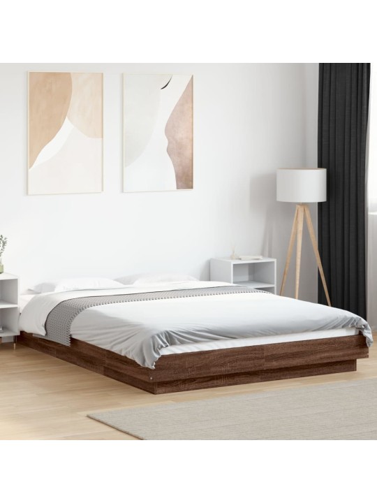 Rám postele s led osvětlením hnědý dub 135 x 190 cm kompozit
