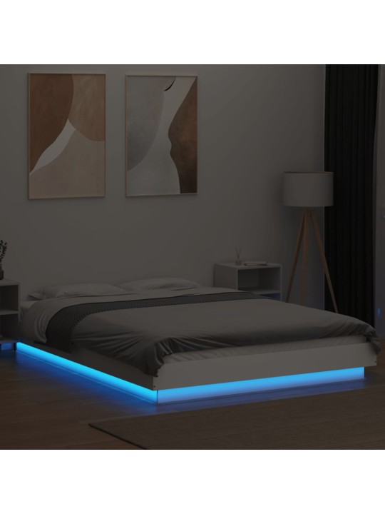 Rám postele s LED osvětlením bílý 120 x 190 cm kompozitní dřevo