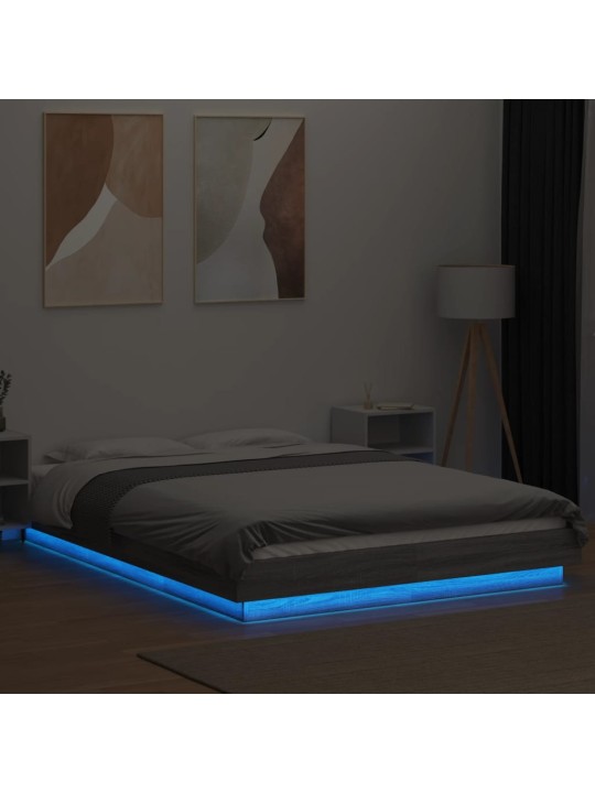 Rám postele s led osvětlením šedý sonoma 120 x 190 cm kompozit