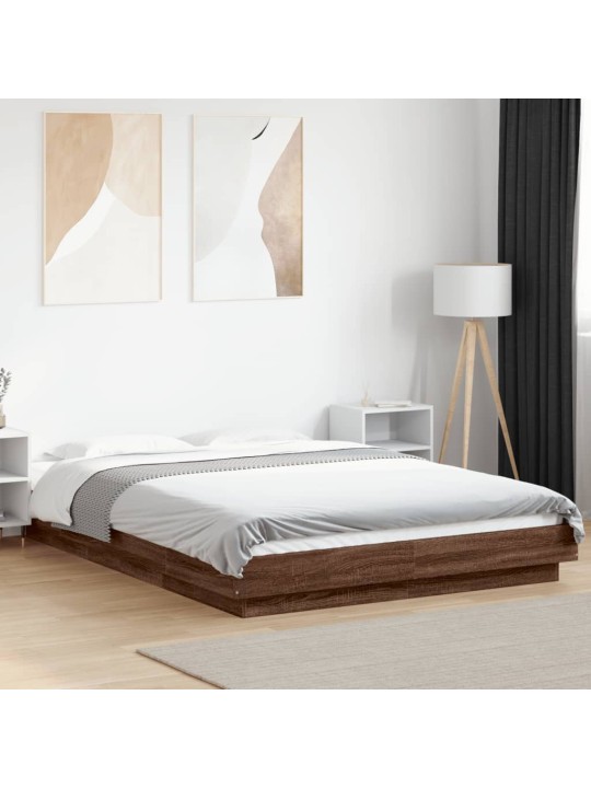 Rám postele s led osvětlením hnědý dub 120 x 190 cm kompozit