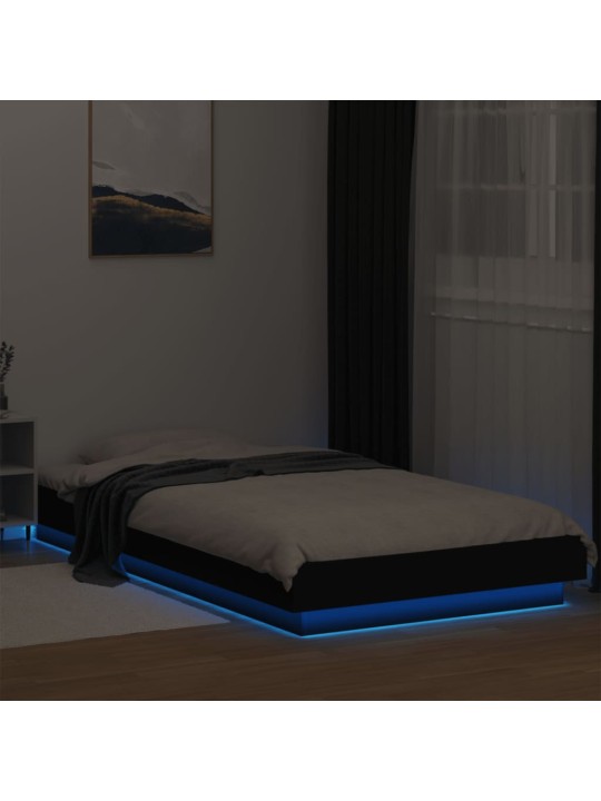 Rám postele s LED osvětlením černý 90 x 190 cm kompozitní dřevo