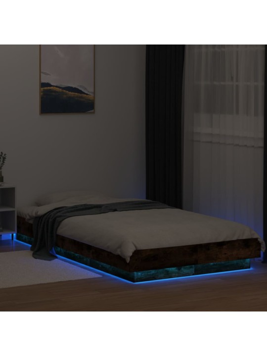 Rám postele s LED osvětlením kouřový dub 90 x 190 cm kompozit