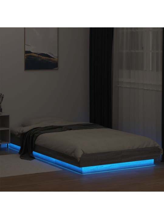 Rám postele s LED osvětlením šedý sonoma 90 x 190 cm kompozit