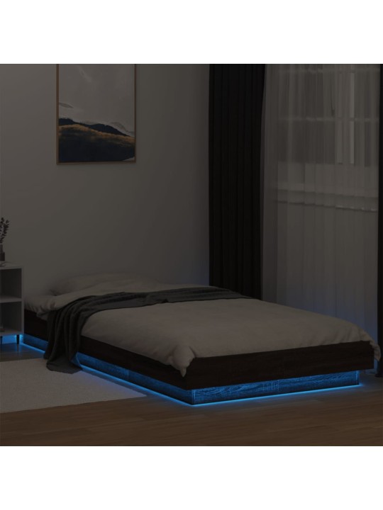 Rám postele s led osvětlením hnědý dub 90 x 190 cm kompozit