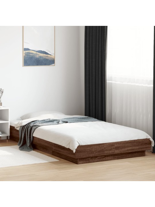 Rám postele s led osvětlením hnědý dub 90 x 190 cm kompozit