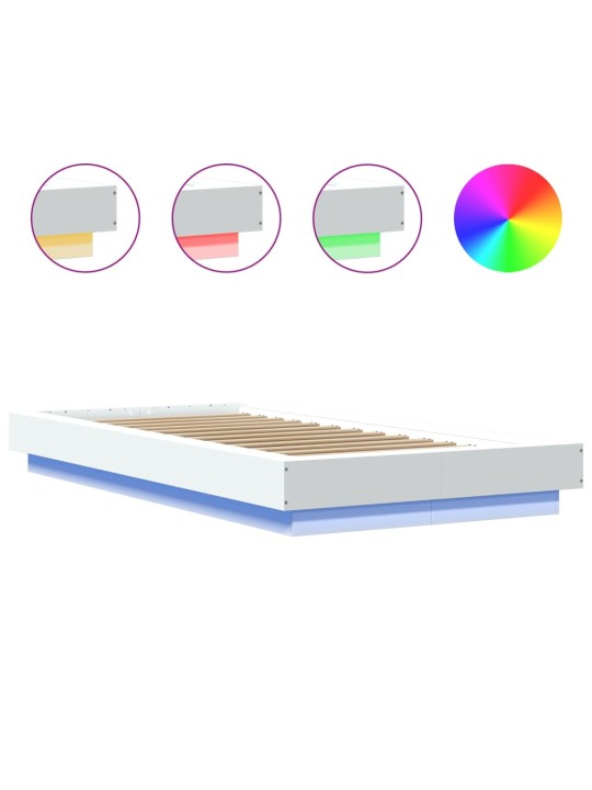 Rám postele s LED osvětlením bílý 75 x 190 cm kompozitní dřevo