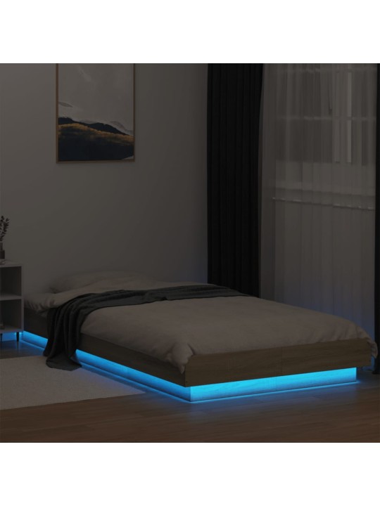 Rám postele s LED osvětlením dub sonoma 75 x 190 cm kompozit