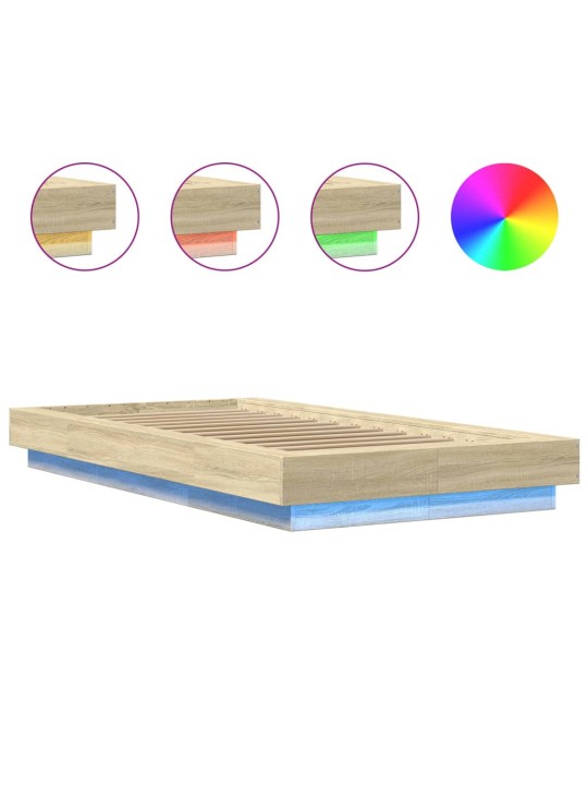 Rám postele s LED osvětlením dub sonoma 75 x 190 cm kompozit