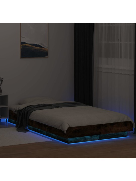 Rám postele s LED osvětlením kouřový dub 75 x 190 cm kompozit