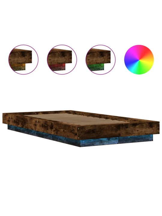 Rám postele s LED osvětlením kouřový dub 75 x 190 cm kompozit