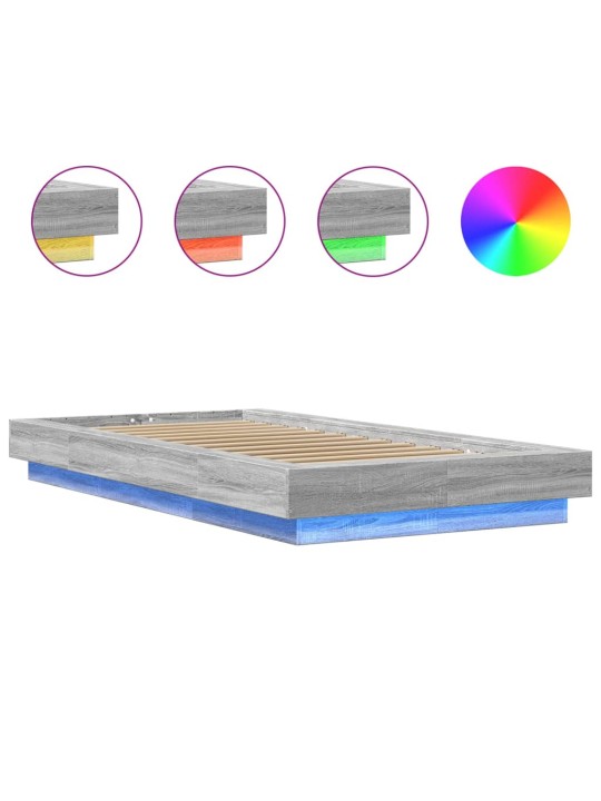 Rám postele s LED osvětlením šedý sonoma 75 x 190 cm kompozit