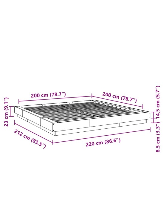 Rám postele kouřový dub 200 x 200 cm kompozitní dřevo