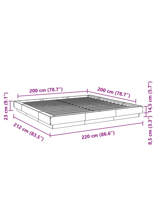 Rám postele šedý sonoma 200 x 200 cm kompozitní dřevo