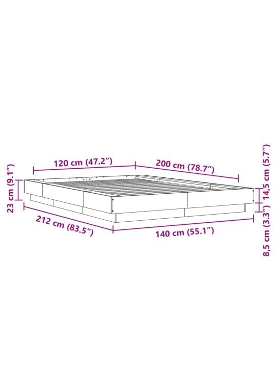 Rám postele kouřový dub 120 x 200 cm kompozitní dřevo