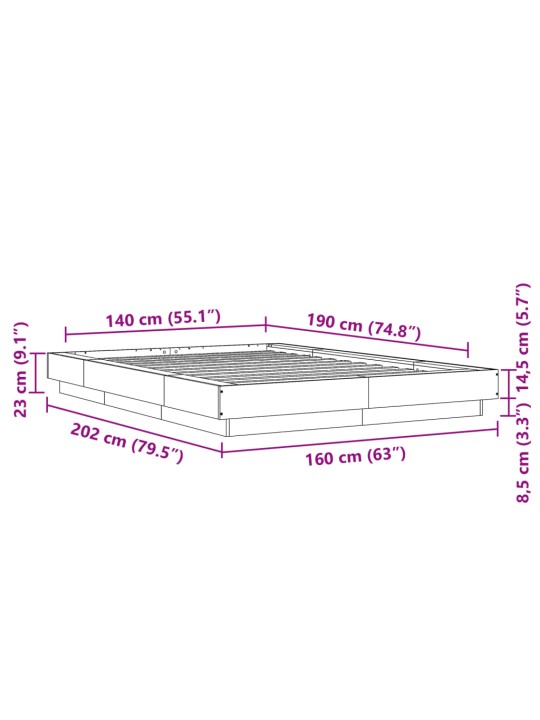 Rám postele dub sonoma 140 x 190 cm kompozitní dřevo