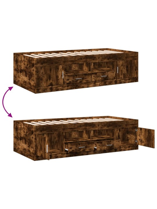 Válenda se zásuvkami bez matrace kouřový dub 100 x 200 cm